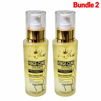 Glory White G5 Verge-Cline Ultra Rapide Stretch Mark Oil, moisturizing body oil designed to nourish and soften skin while helping improve the appearance of stretch marks for smoother, more even-looking skin.