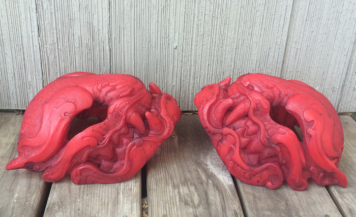 GLOW IN THE DARK RED PANTHER- HAND PAINTED, READY TO WEAR MASK