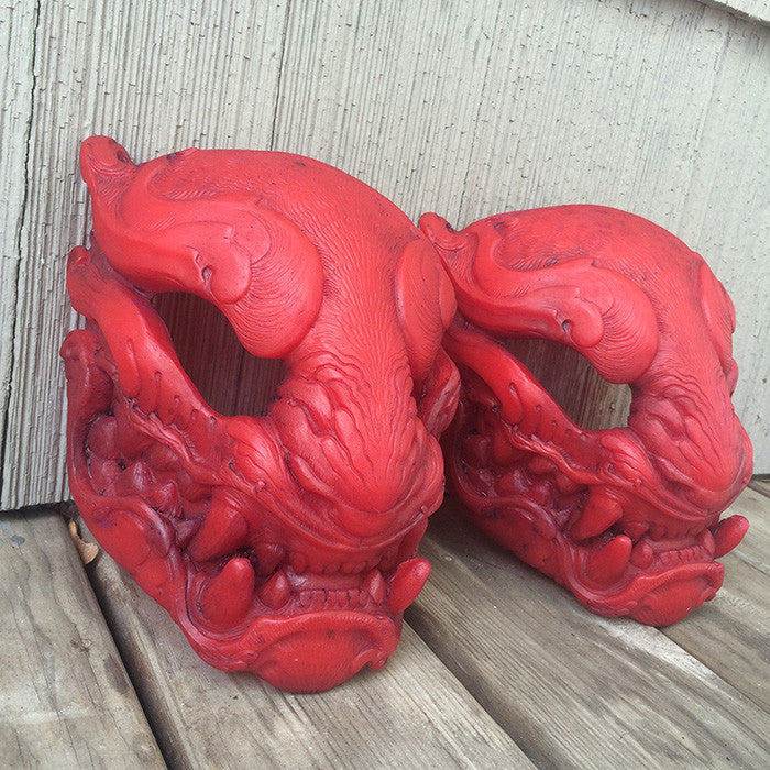GLOW IN THE DARK RED PANTHER- HAND PAINTED, READY TO WEAR MASK