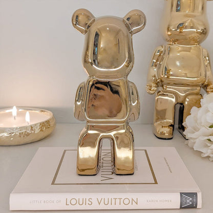Gold Pearlescent Standing Bear Ornament - Set of 2 Accessories