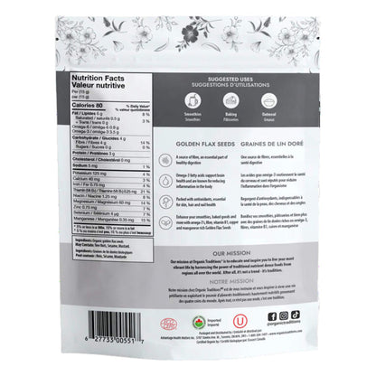 Back of Organic Golden Flax Seeds 454g