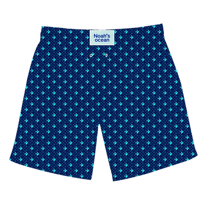 Nachhaltige Herren-Badehose aus recyceltem Material – Modell Gorgeous GeoFish von Noah*s Ocean.