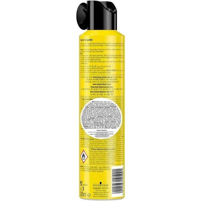 Got2B Glued Blasting Freeze Hairspray 300ml - Ultra Strong Hold 72H, Vegan Formula, for Extreme Hairstyles, Schwarzkopf & Henkel Gel Haircare Face K