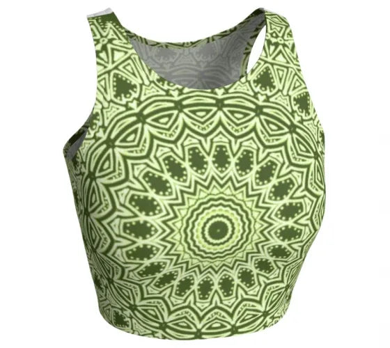 Green Mandala Athletic Crop Top - Yelena Noah Designs