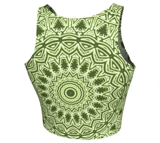 Green Mandala Athletic Crop Top - Yelena Noah Designs
