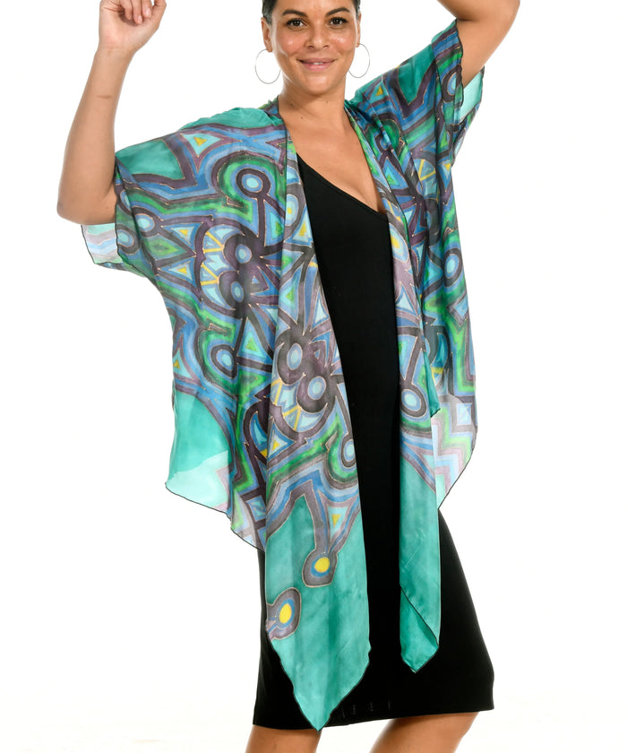 Green Mandala Kimono - Yelena Noah Designs