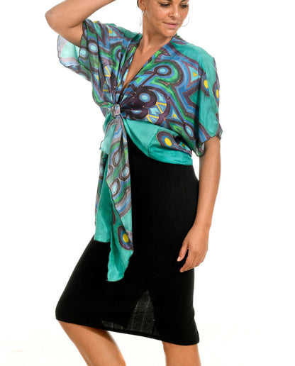 Green Mandala Kimono - Yelena Noah Designs