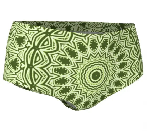 Green Mandala Mini Shorts - Yelena Noah Designs