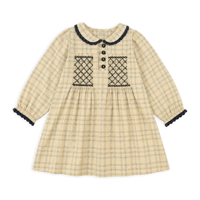 organic hand smocked gingham baby dress