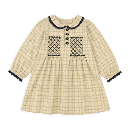 organic hand smocked gingham baby dress