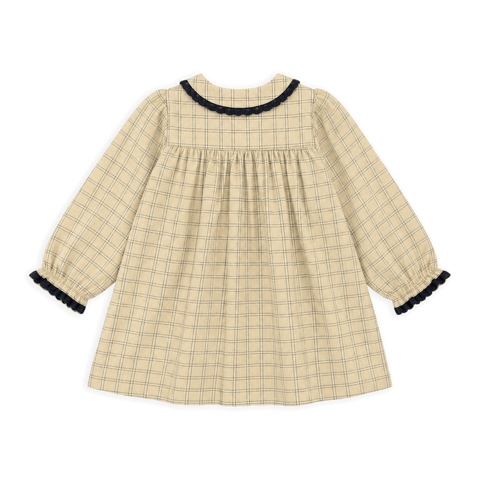 Organic Cotton Hand Smocked Gingham Baby Dress, Back