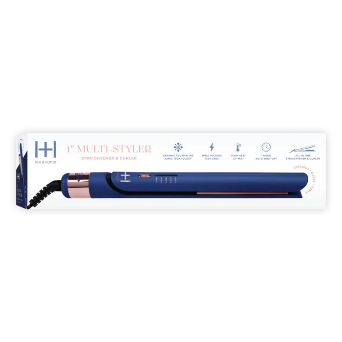 Hot & Hotter Multi Styler Straightener & Curler 1" Blue - ikatehouse