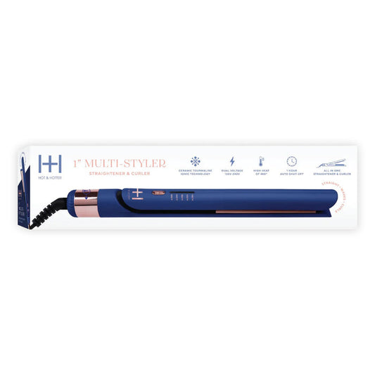 Hot & Hotter Multi Styler Straightener & Curler 1" Blue - ikatehouse