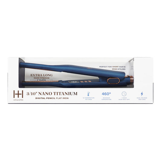 Hot & Hotter Nano Titanium Digital Pencil Flat Iron 3/10" Blue - ikatehouse