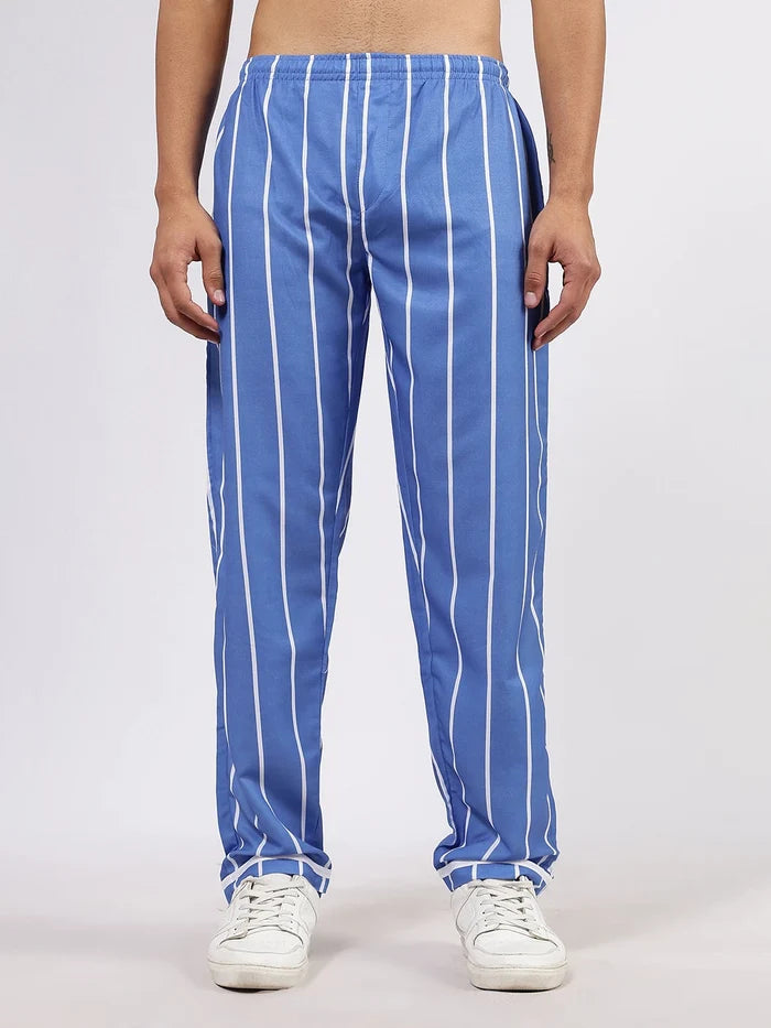 House Of Koala Blue Striped Varsity Striped Mid-Rise All Day Relaxed Fit Pants
