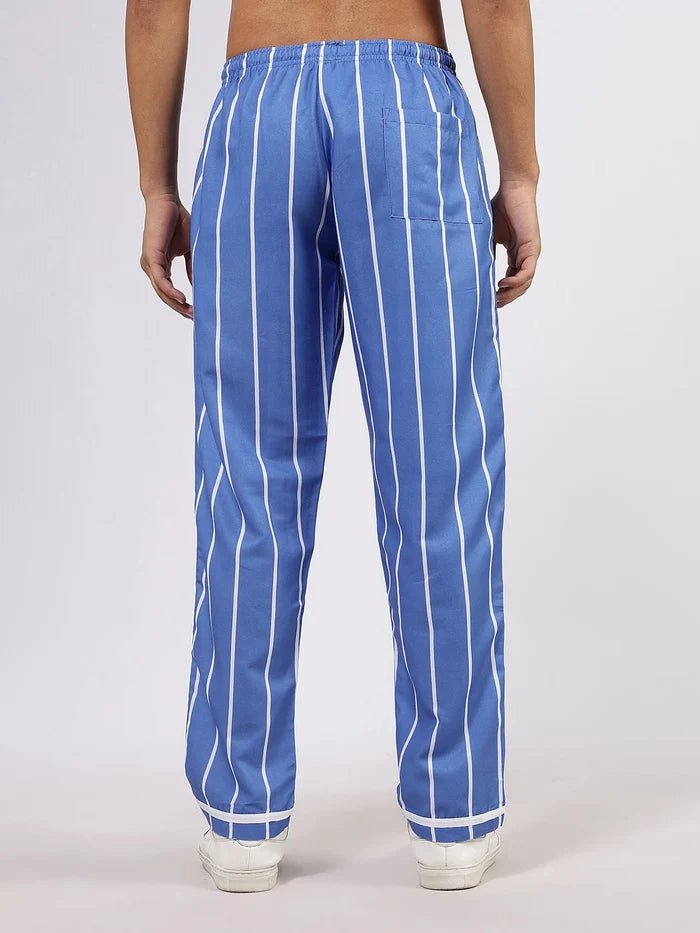 House Of Koala Blue Striped Varsity Striped Mid-Rise All Day Relaxed Fit Pants
