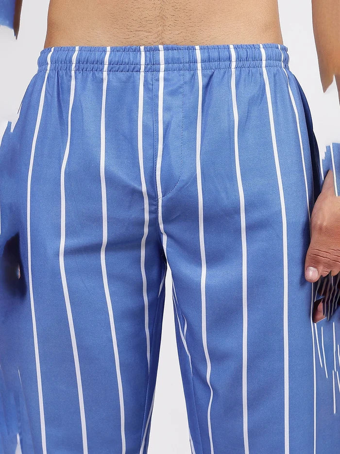 House Of Koala Blue Striped Varsity Striped Mid-Rise All Day Relaxed Fit Pants