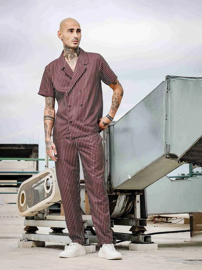 House Of Koala Brown Striped Textured Relaxed Fit All Day Pants