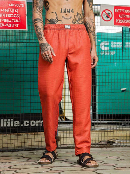 House Of Koala Rust Textured Relaxed Fit All Day Pants
