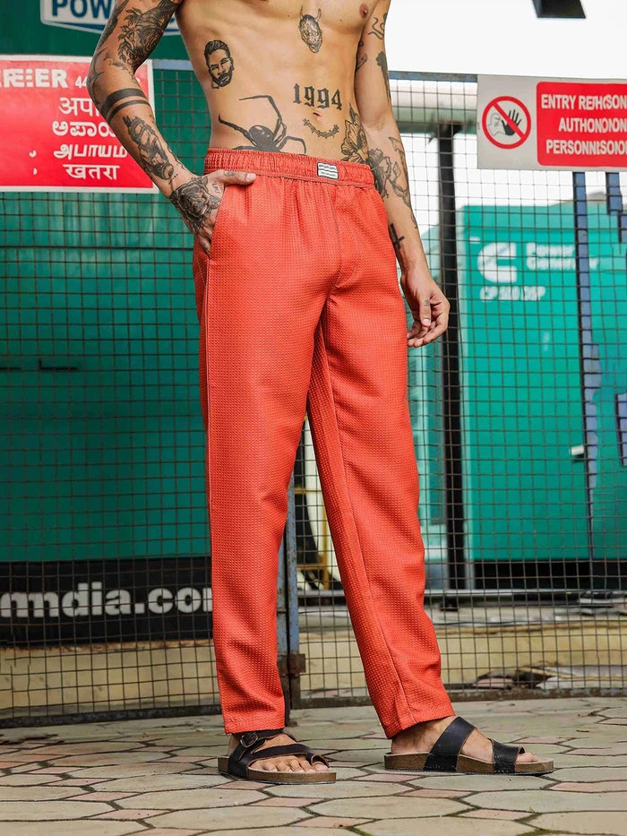 House Of Koala Rust Textured Relaxed Fit All Day Pants
