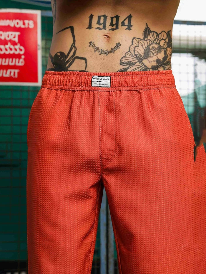 House Of Koala Rust Textured Relaxed Fit All Day Pants