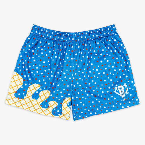 Red, white & blue Ice Cream USA youth shorts — front view