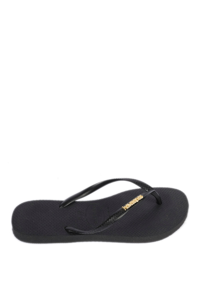 HAVAIANAS infradito slim logo met nero/ oro 4119875 SLIM LOGO MET-1924