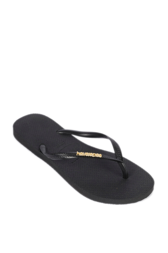 HAVAIANAS infradito slim logo met nero/ oro 4119875 SLIM LOGO MET-1924