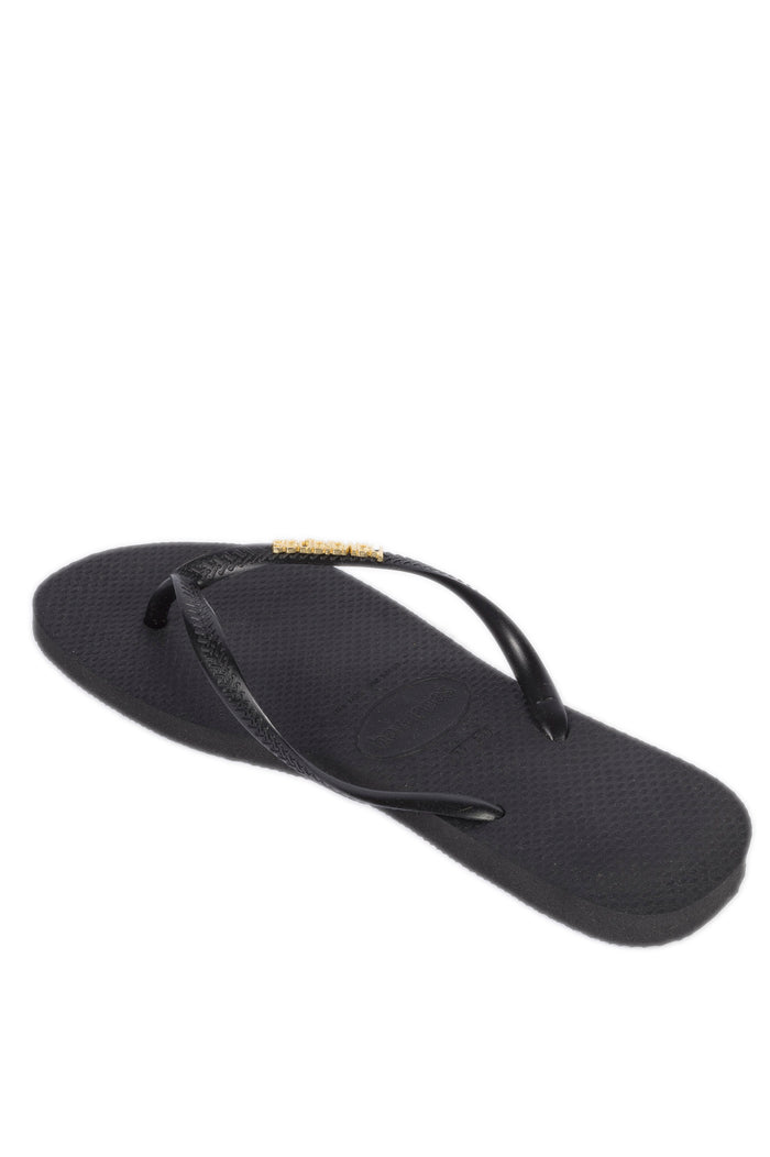 HAVAIANAS infradito slim logo met nero/ oro 4119875 SLIM LOGO MET-1924