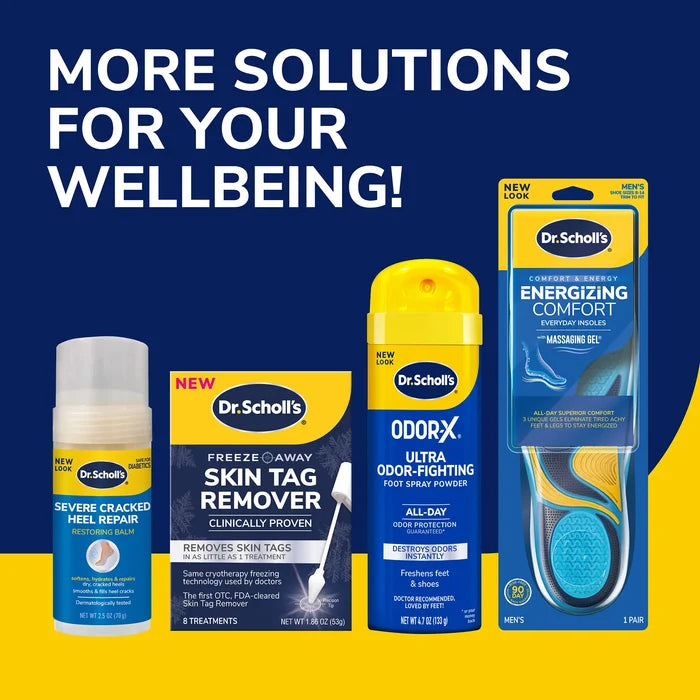 Dr. Scholl's wellness products lineup with multiple bottles and packages