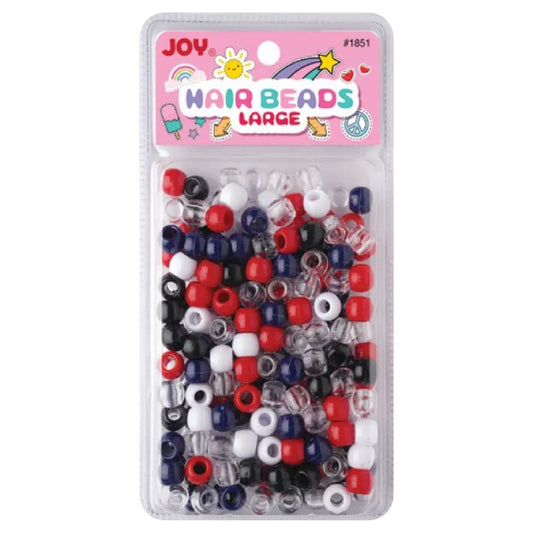 Joy Round Hair Beads Large, 240 Count, Black, White, & Red