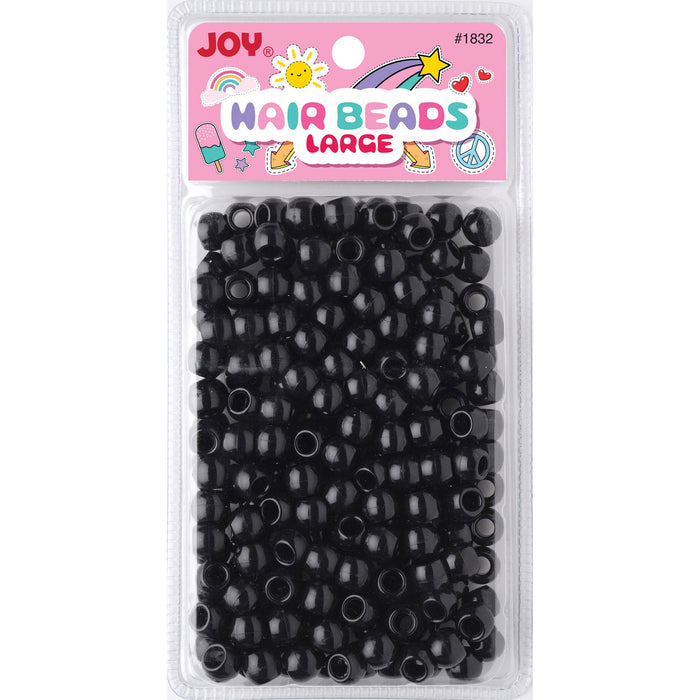 Joy Round Hair Beads Large, 240 Count, Black