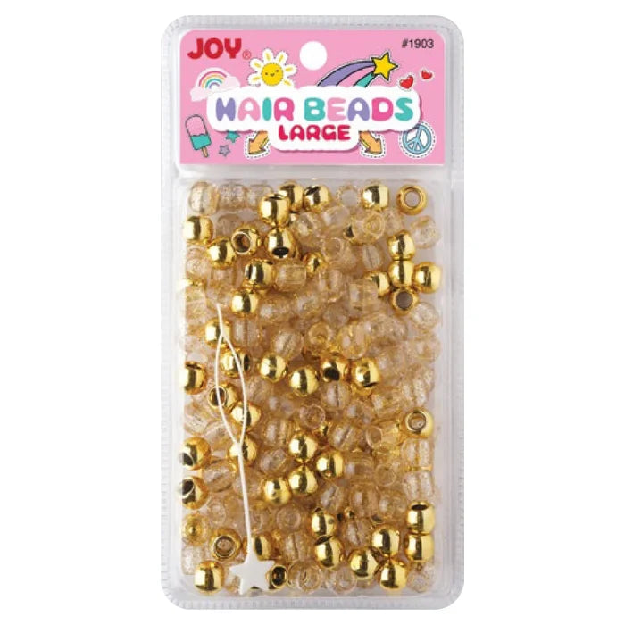 Joy Round Hair Beads Large, 240 Count, Gold Metallic & Glitter