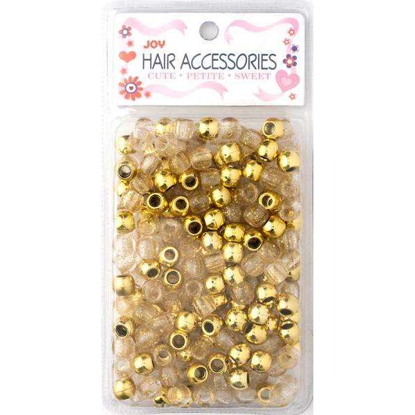 Joy Round Hair Beads Large, 240 Count, Gold Metallic & Glitter