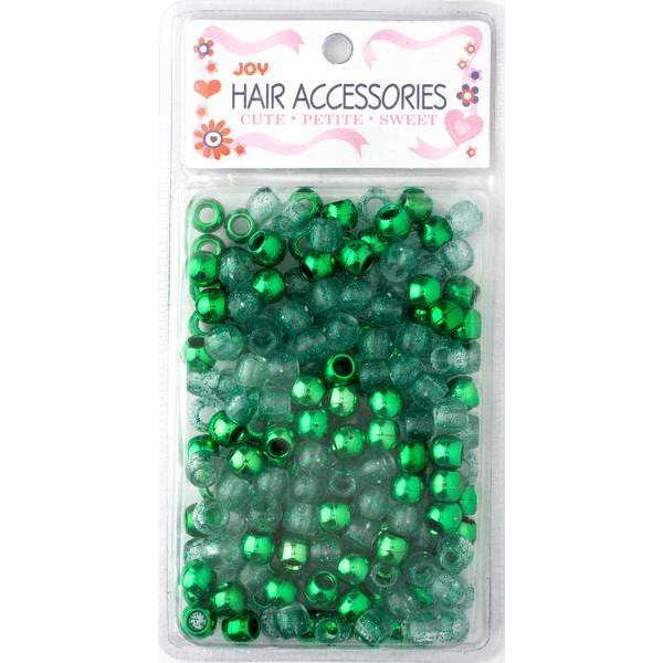 Joy Round Hair Beads Large, 240 Count, Green Metallic & Glitter