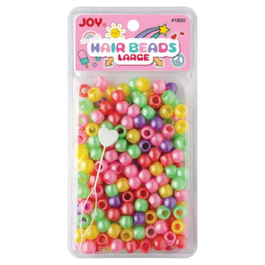 Joy Round Hair Beads Large, 240 Count, Pastel Assorted