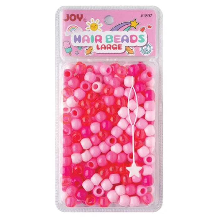 Joy Round Hair Beads Large, 240 Count, Pink Assorted