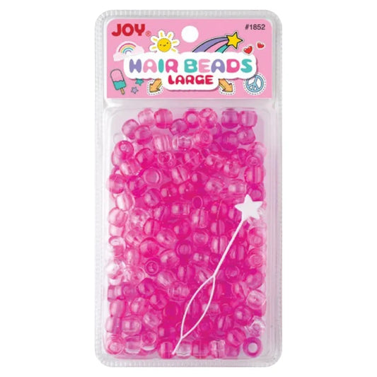 Joy Round Hair Beads Large, 240 Count, Pink & Clear