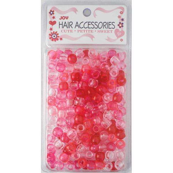 Joy Round Hair Beads Large, 240 Count, Pink & Clear