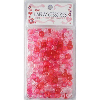 Joy Round Hair Beads Large, 240 Count, Pink & Clear