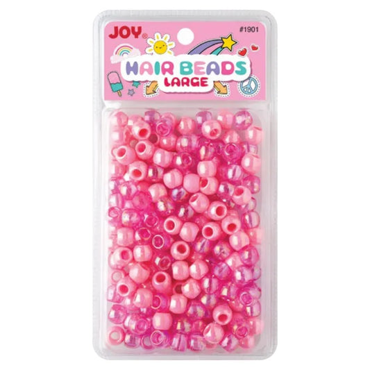 Joy Round Hair Beads Large, 240 Count, Pink Metallic Assorted