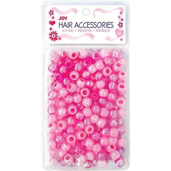 Joy Round Hair Beads Large, 240 Count, Pink Metallic Assorted