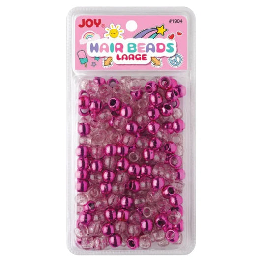 Joy Round Hair Beads Large, 240 Count, Pink Metallic & Glitter