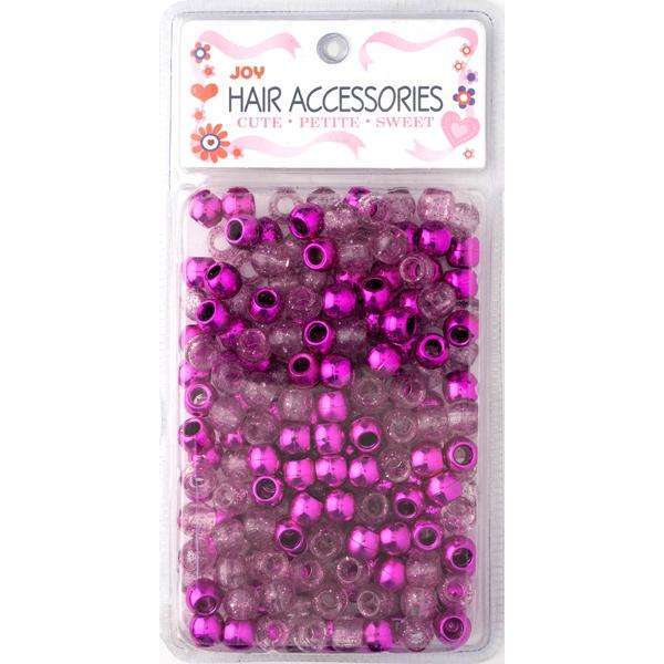 Joy Round Hair Beads Large, 240 Count, Pink Metallic & Glitter