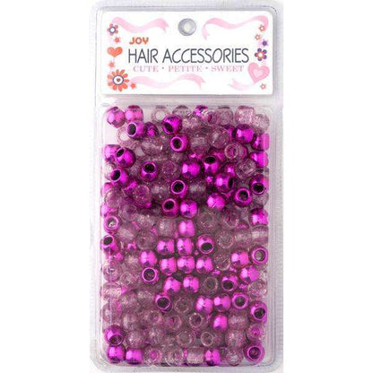 Joy Round Hair Beads Large, 240 Count, Pink Metallic & Glitter