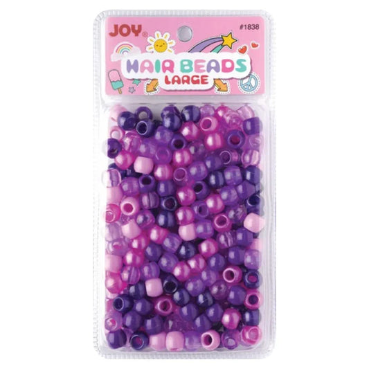 Joy Round Hair Beads Large, 240 Count, Purple Assorted