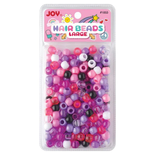 Joy Round Hair Beads Large, 240 Count, Purple & Pink Assorted