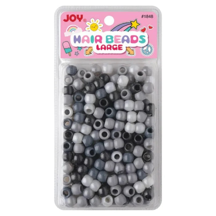 Joy Round Hair Beads Large, 240 Count, Silver Assorted