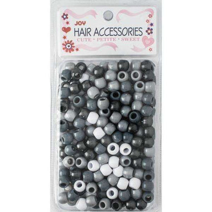 Joy Round Hair Beads Large, 240 Count, Silver Assorted