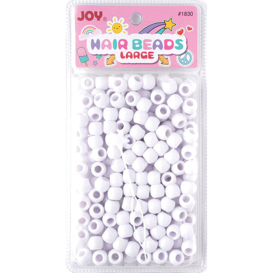Joy Round Hair Beads Large, 60 Count, White